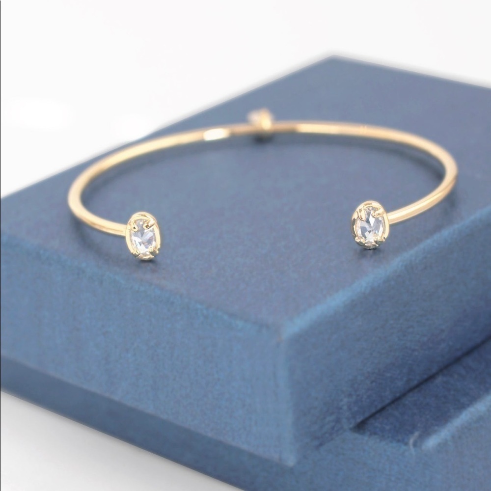 New! Serefina Anthropologie Gold Plated Rose Cut CZ Cuff Bracelet